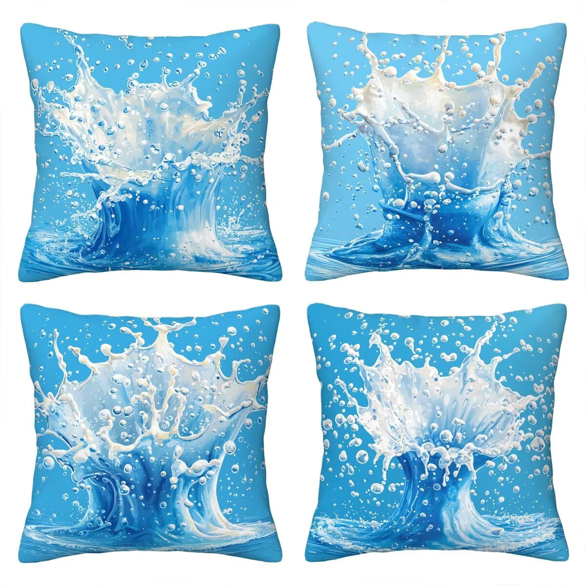 Federe Cuscini Divano 55x55 cm, Blu Navy Cuscini per Divano, Velluto Federe Cuscino Letto Impermeabili Set da 4, Copricuscini Estate Motivo con Cerniera Invisibile Design per Sofá, Regalo Donna D-65