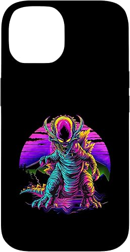 iPhone 14 Retro Funny streetwear Synthwave 80s 90s spacezilla alien Case