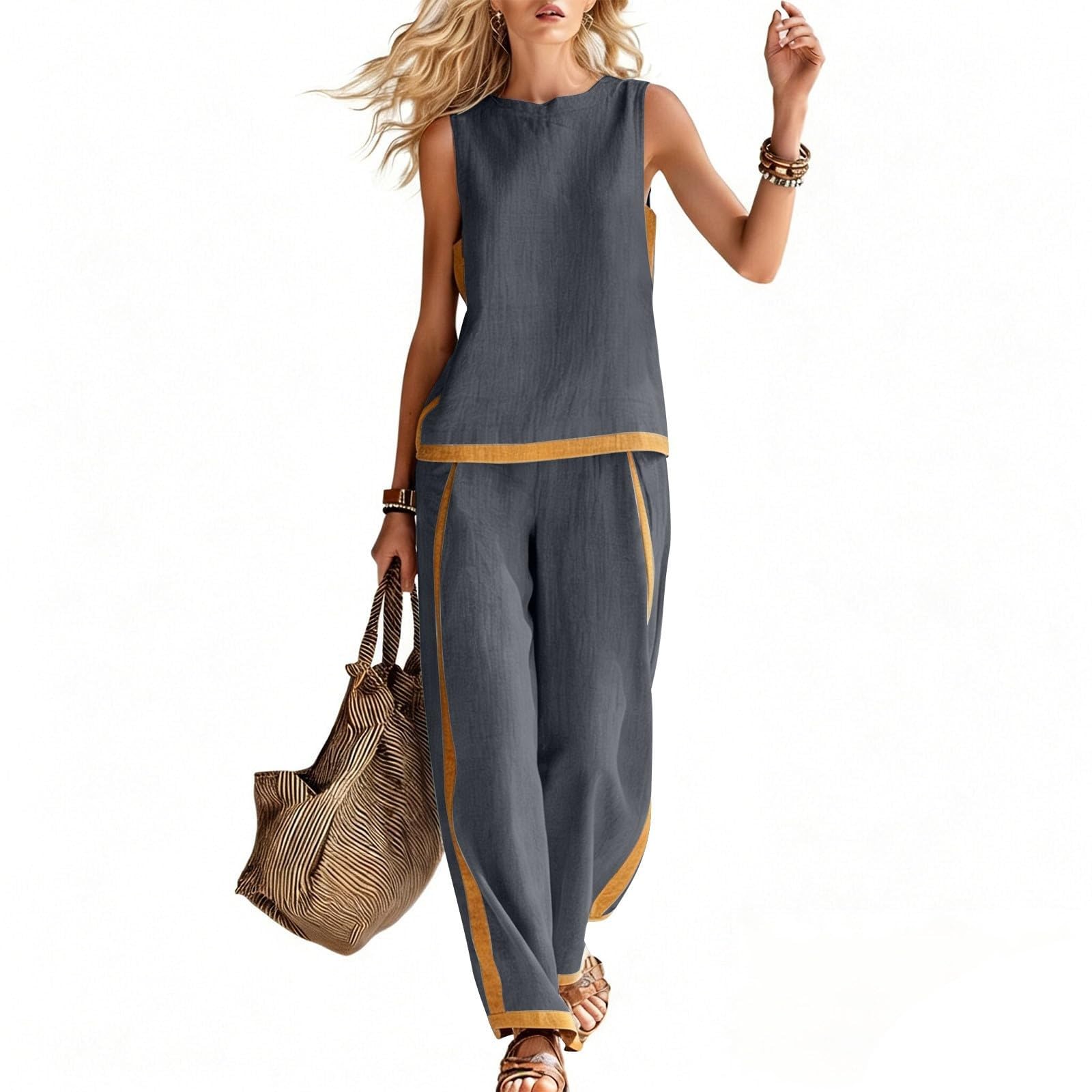 Conjunto Mujer Dos Piezas Casual Chandal Completo Tejido y Pantalones Suelto Cmodo Moda De Pijama Saln Deportivoconjunto Mujer Pantalon y topEntallado estilizado