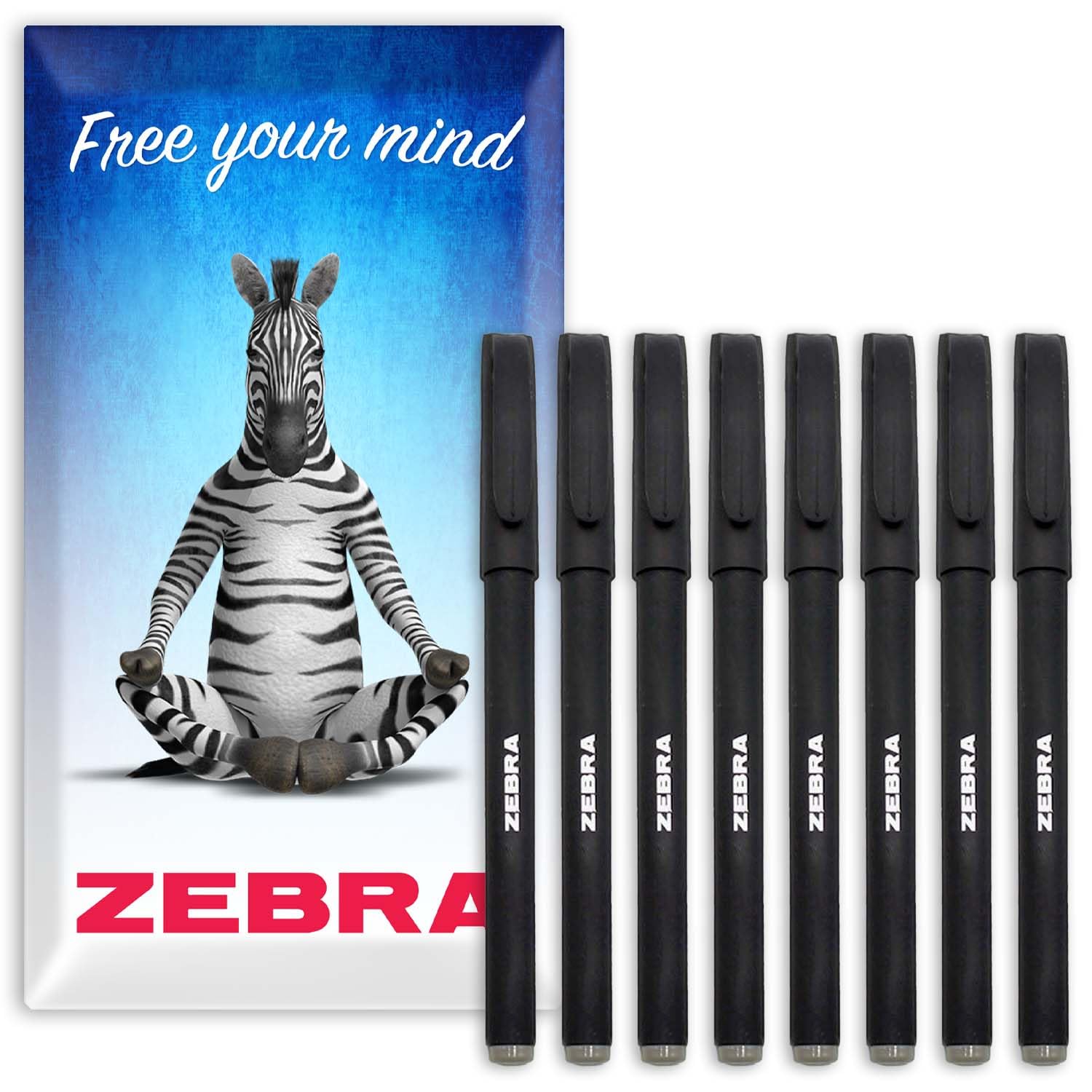 Zebra - ZGE długopis żelowy - 0,7 mm - matowa beczka - czarny - opakowanie 8 sztuk