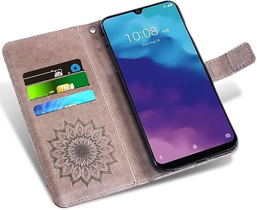 Miniatura 2 de Asuwish Funda para teléfono ZTE Blade A5 2020 con protector de pantalla de vidrio templado y funda delgada de piel de girasol, soporte para