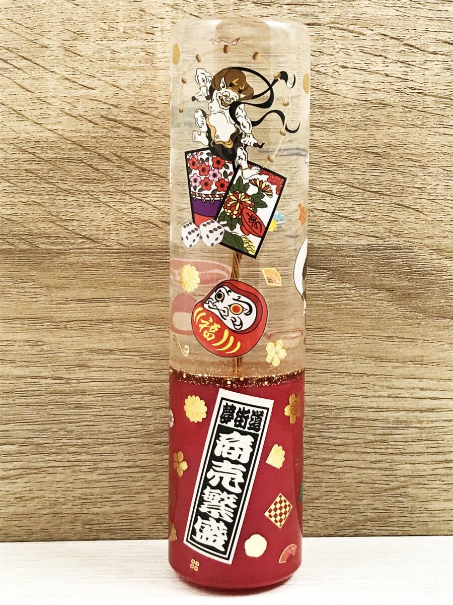 Amazon.co.jp: 180mm 水中花 シフトノブ ロング 商売繁盛 招き猫 風神 