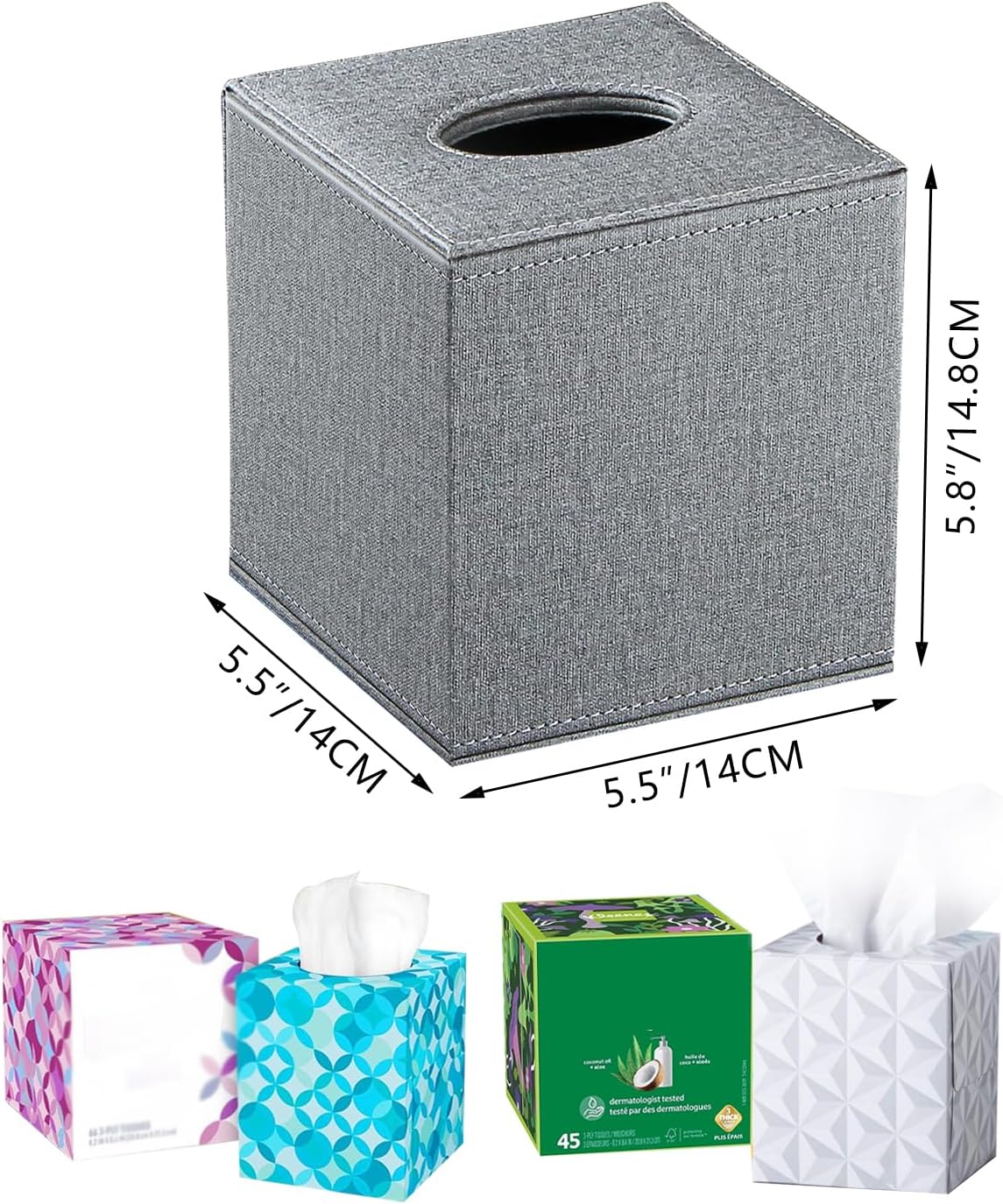 YAPISHI 1 x Tissue Box Holder Leather Square + 1x Remote Control Holder image 4