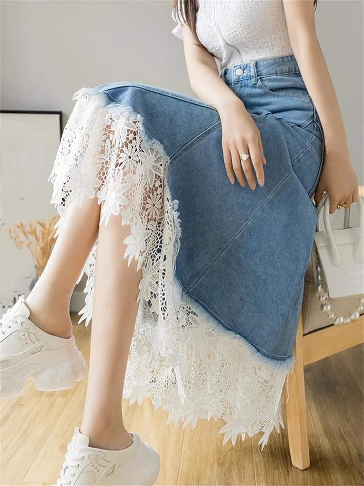 スカート perverze check lace jagged-hem skirt PERVERZE】Check and Lace Jaggedhem Skirt