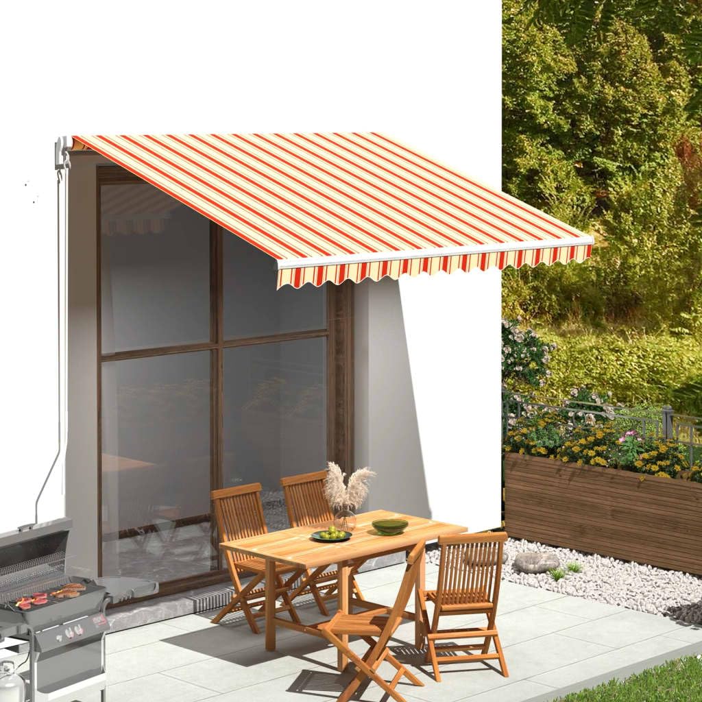 ksxnkhk Yellow and orange awning fabric 3.5 x 2.5 m - UV-resistant replacement fabric for garden patio with valance. Sun protection.
