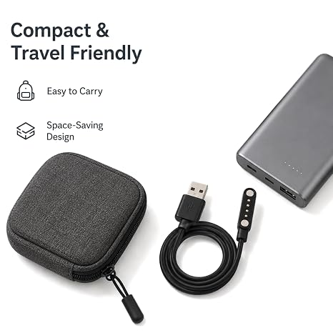 Black Magnetic USB Charging Cable, 4 Pin Smart Watch Charger for Most Watches