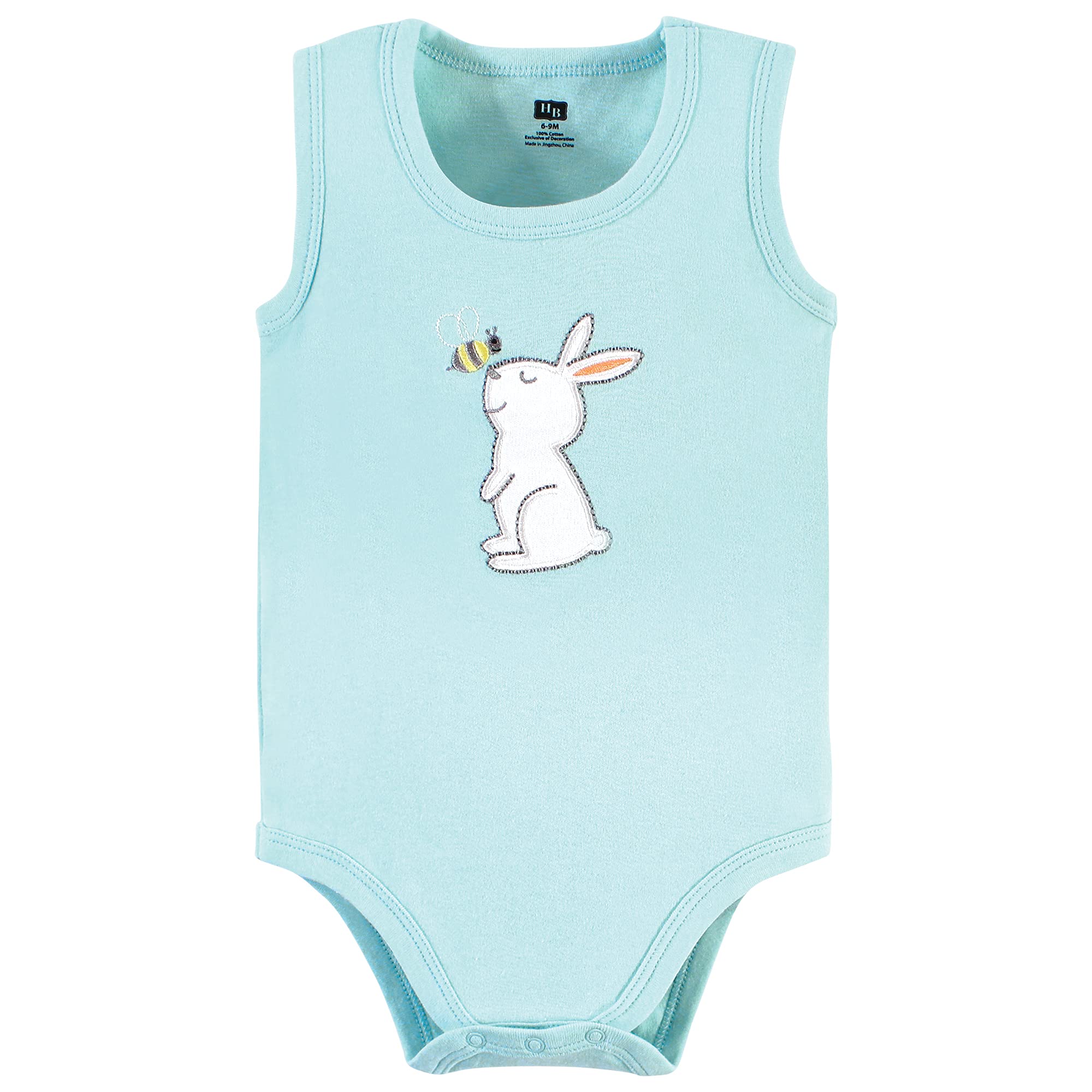 Hudson Baby Unisex dziecięce bawełniane body bez rękawów, króliczek i pszczoła, 9-12 miesięcy