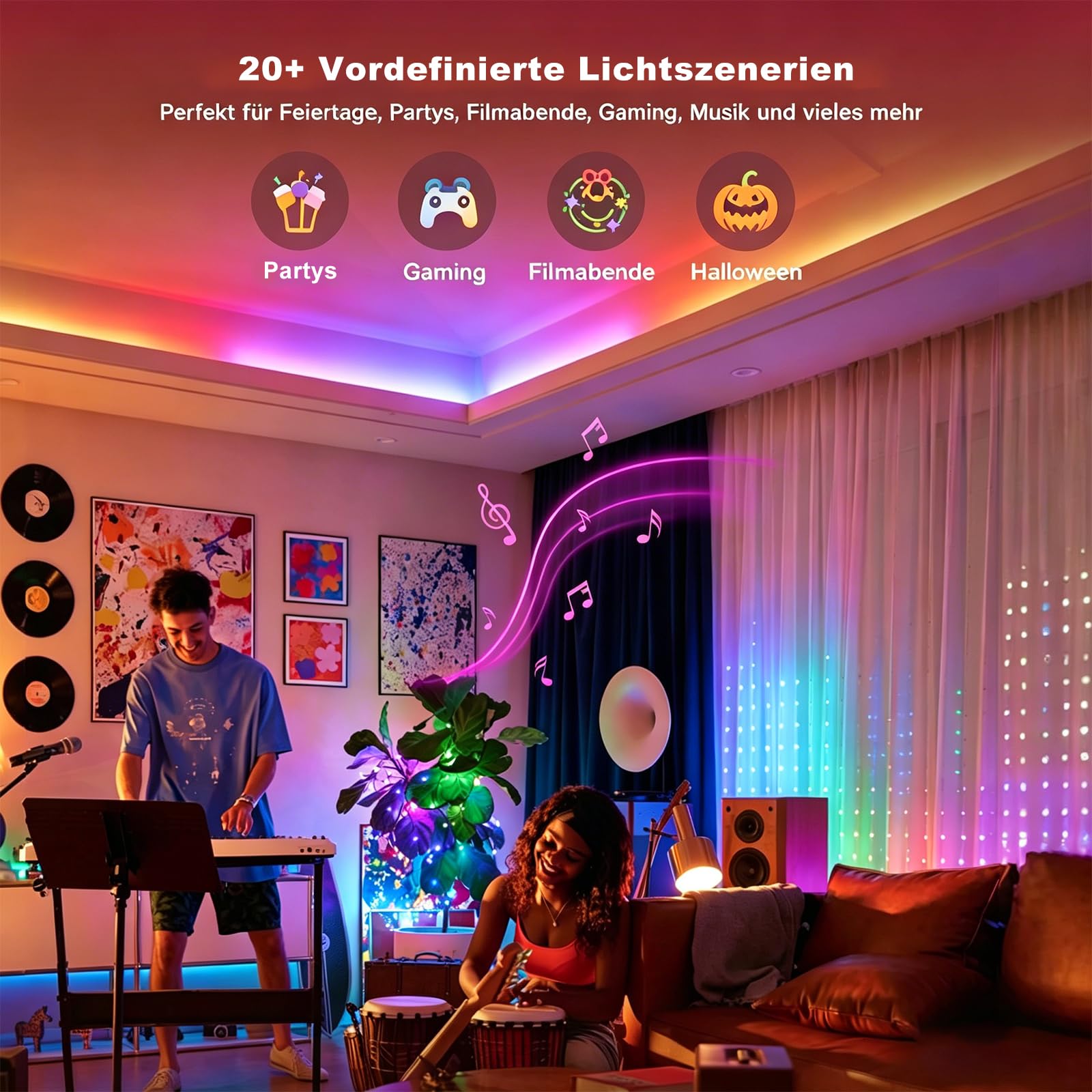 YEELIGHT Striscia LED Smart 20M, RGB+IC Smart Striscia Compatibile con Matter, Alexa, Google Home e Apple HomeKit, Luce LED con Controllo App(Hub E1 richiesto), Segmenti DIY e Sync Musica,10 m*2 Rulli