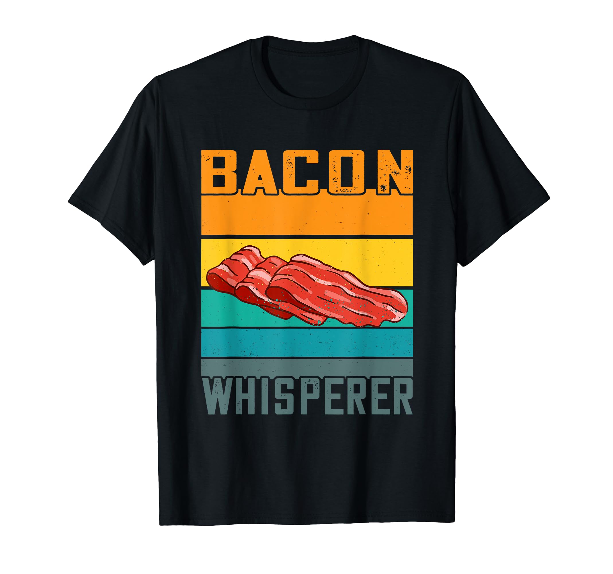 Funny Meat Strip Breakfast Food LoversBacon Whisperer Retro Breakfast Strips Crispy Bacon Lover T-Shirt