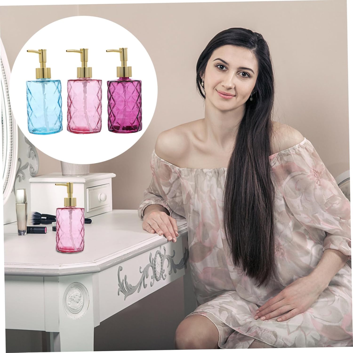 3pcs Lotion Dispenser Hand Bottle Body Wash Storage Holder Bottle Pump for Soap Dispenser Glass Material Eco-Friendly Portable Travel Container