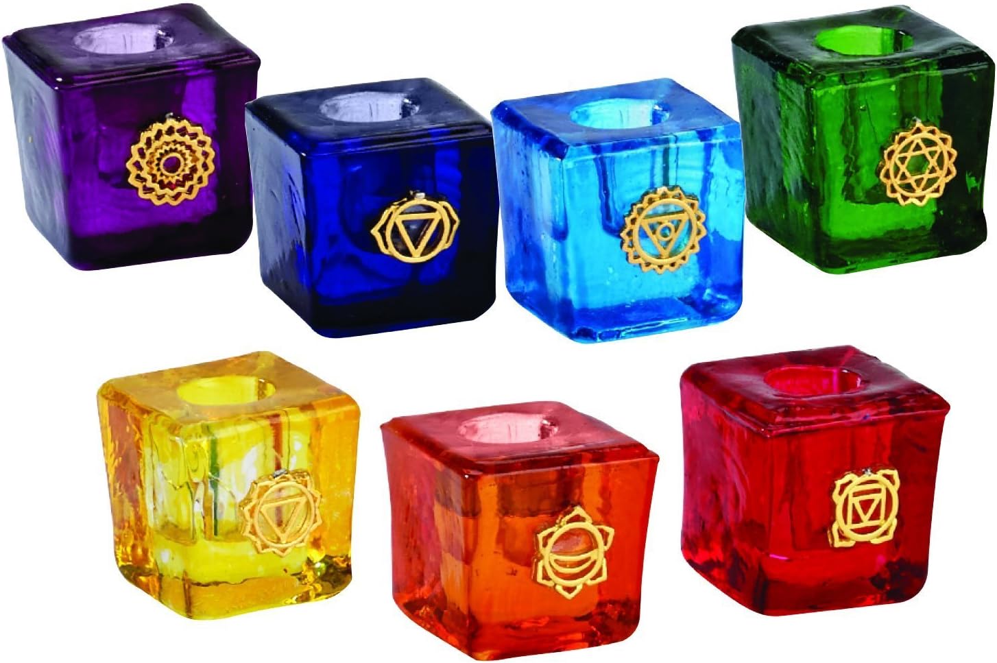 Pushy Pin Seven Chakra Mini Glass Candle Holder