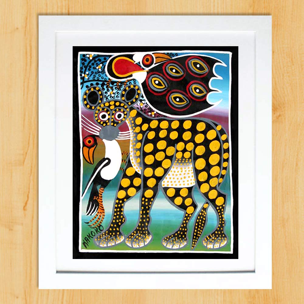 Amazon.co.jp: ティンガティンガアート 『黒ヒョウとクジャク