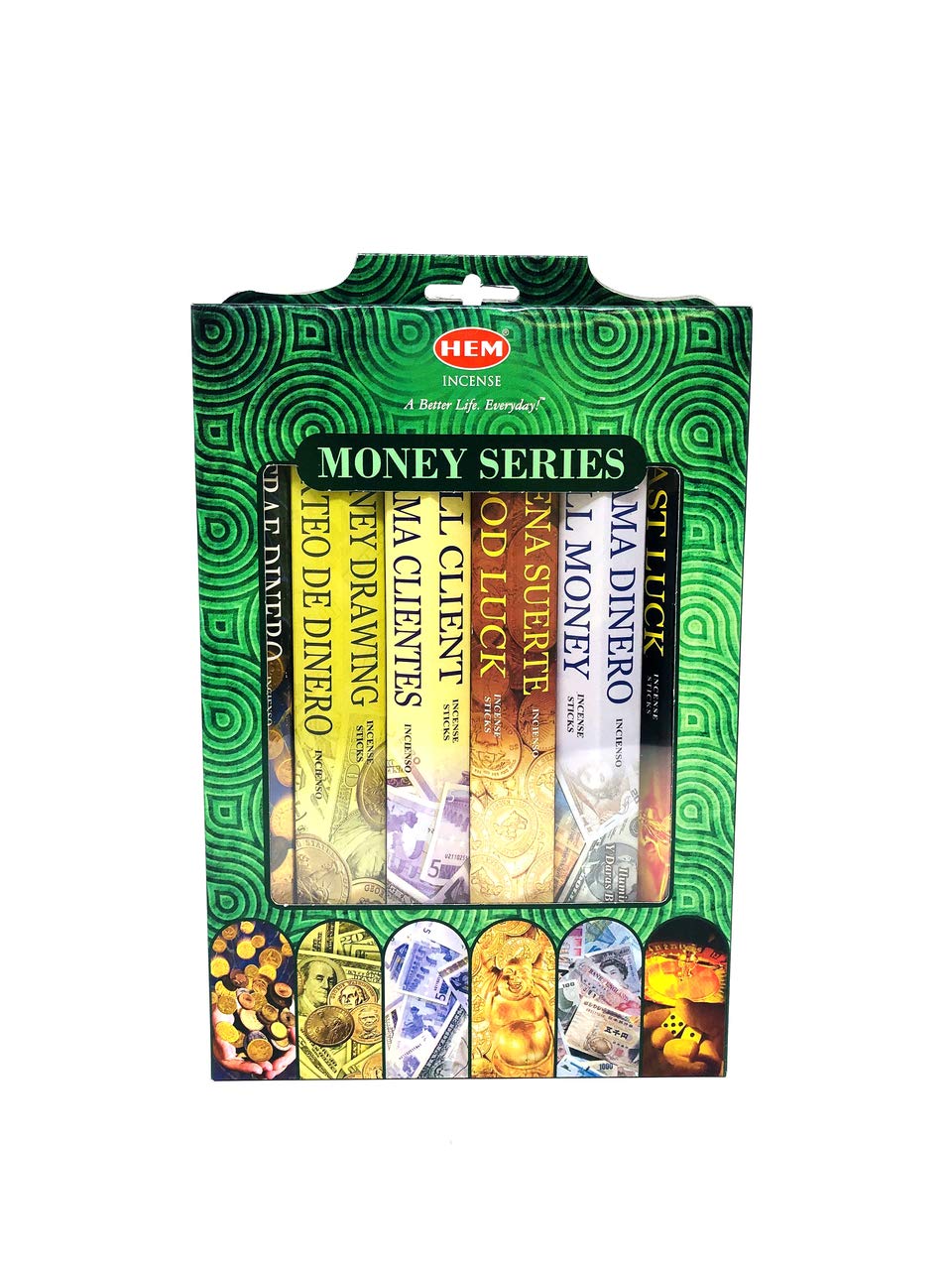 Incense Money Series Gift Pack – Stylish Incense Holder - 6 Money Series Fragrances – Ideal for Housewarmings, Other Special Occasion