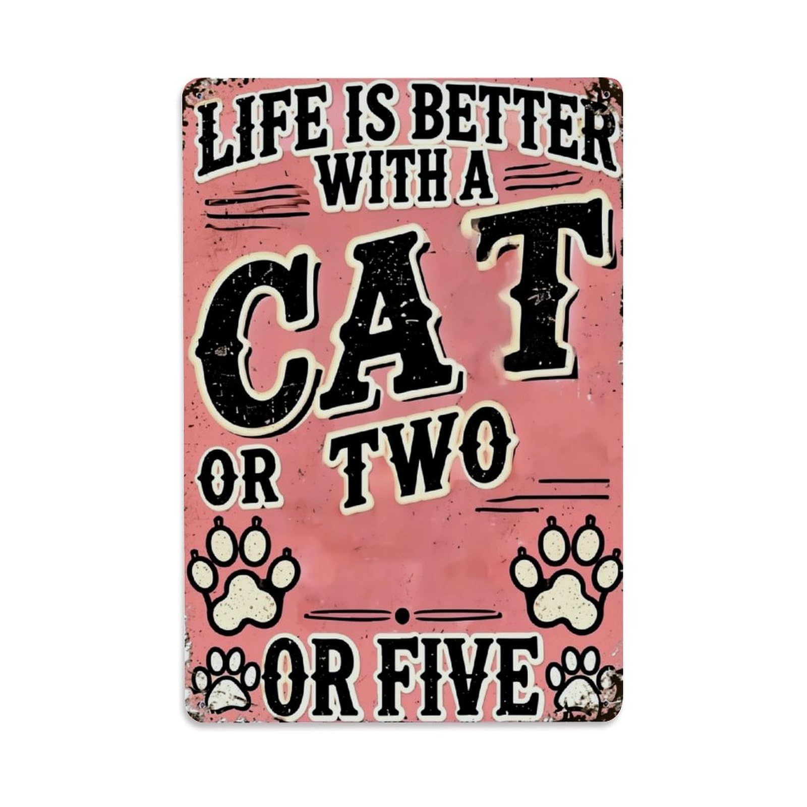 Jdyaojiesheng Vintage Life Is Better With Cat_1 Tin Sign Retro Metal Wall Decor Metal Poster, Home Bar Garage Farmhouse Cafe Wall Art Decoration 8X12inches