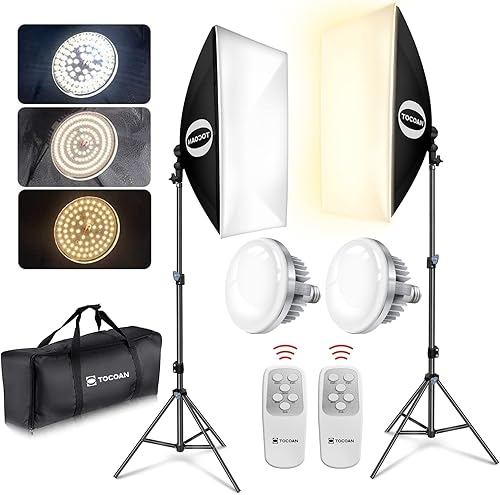 Miniatura 3 de Softbox Kit de iluminación para fotografía, equipo de estudio fotográfico de 27 x 20 pulgadas con 2 bombillas LED de 40 W 8000 K y 2 bombillas LED