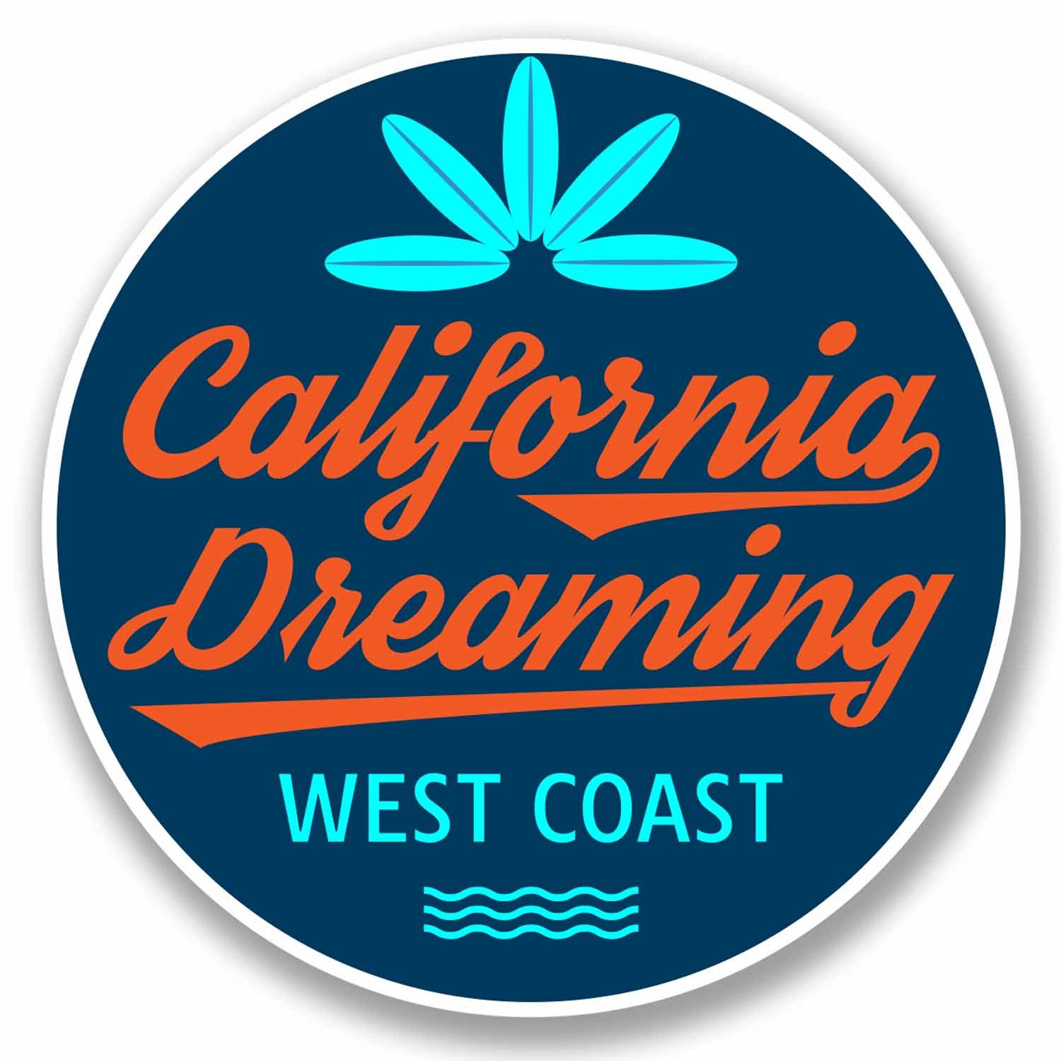 Destinationvinyl Multi 2 X 10Cm Surf California West Coast Usa Vinyl Sticker Luggage Travel Tag #9816 (10Cm Wide X 10Cm High)