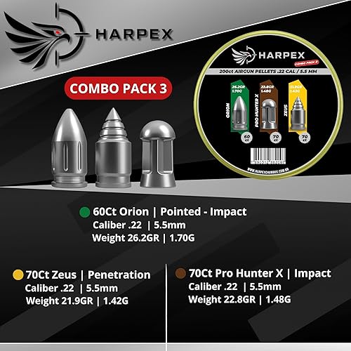 Miniatura 5 de Paquete combinado de 3 bolitas de pistola de aire comprimido calibre .22 200 unidades puntiagudas + abovedadas