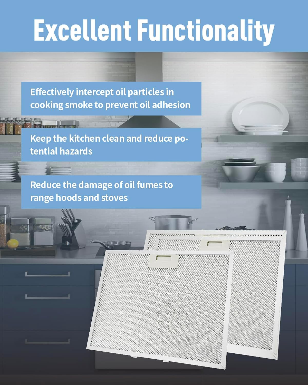 2 Pcs WB02X11011 Range Hood Filter Compatible with GE JV636H1SS JV636H2SS JV536H1SS JV536H2SS Stainless Steel Mesh Grease Filter 14-1/2" x 11-5/8"