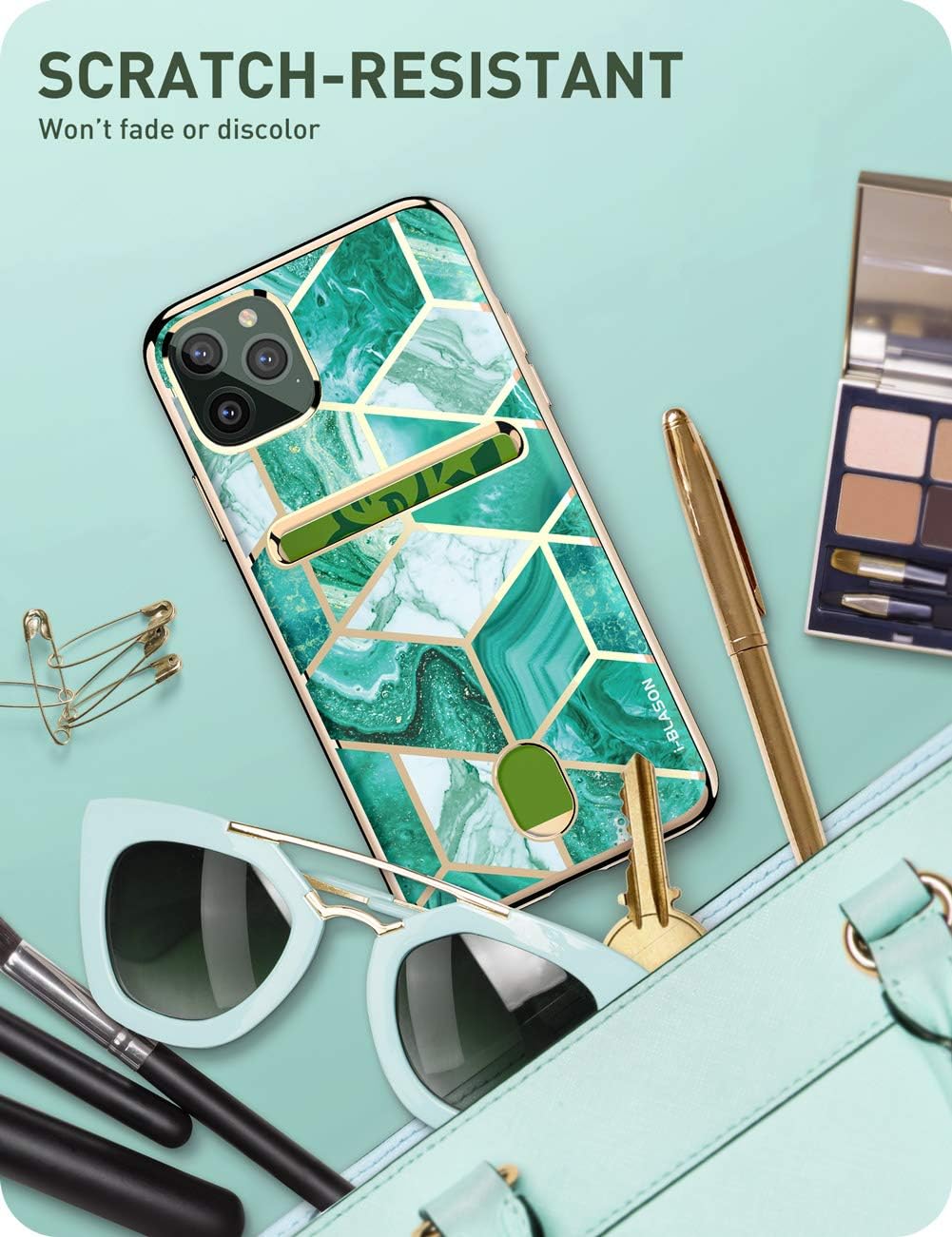 i-Blason Cosmo Wallet Slim Designer Wallet Case for Apple iPhone 11 Pro (2019), 5.8 Inch (Green)