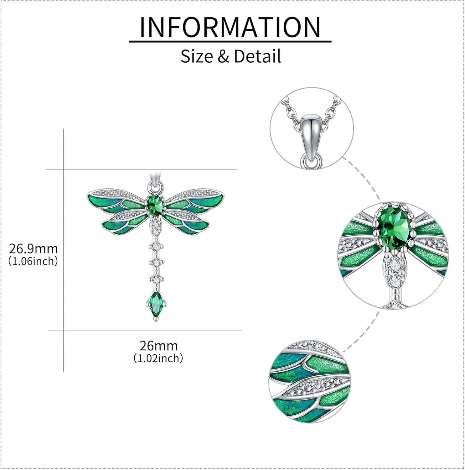 YAFEINI Dragonfly Necklace 925 Sterling Silver Blue/Pink/Yellow/Purple/Green Zircon Dragonfly Pendant Necklace Vintage Bohemian Dragonflies Jewelry Gifts for Women - Image 6