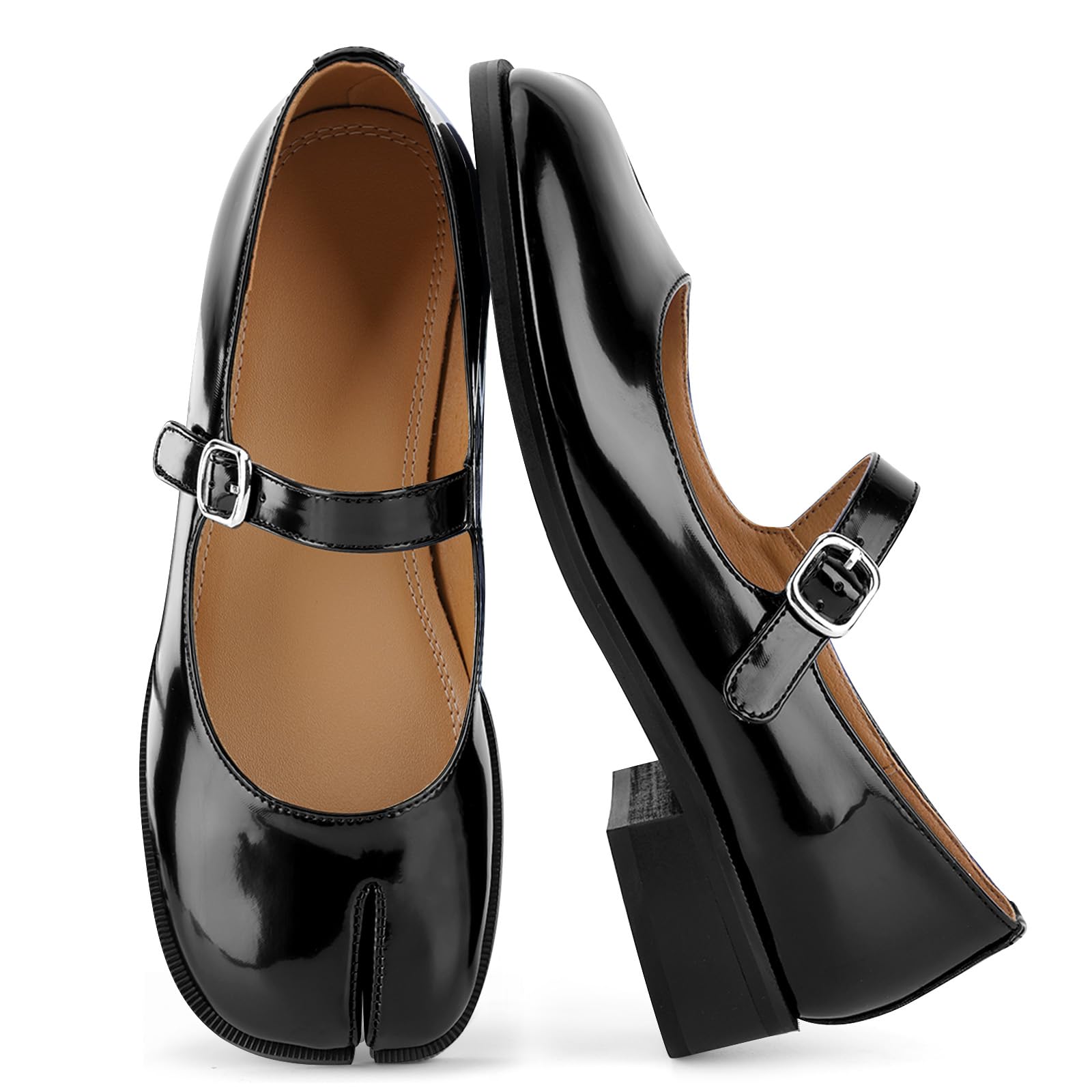 Tabi Mary Jane Damen Stiefel Schlitz Schnalle Gürtel Damen Flach Bequem Casual Chic Party Schule Arbeitskleid Pumps Schuhe