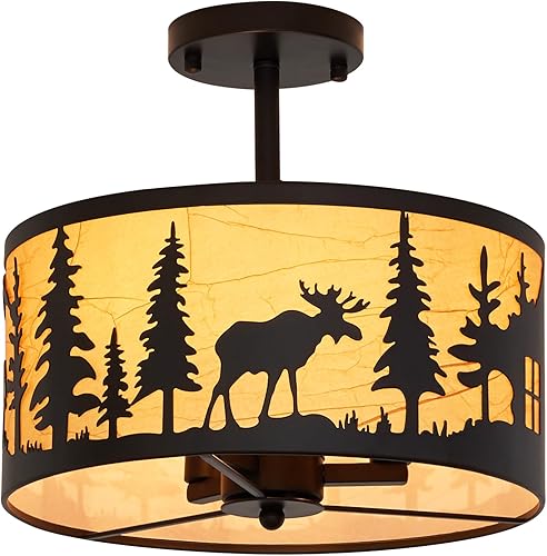 Miniatura 10 de Lámpara de techo rústica semiempotrada, base E12 de 3 luces, color negro, redonda, de metal, para cocina, pasillo, sala de estar, estilo industrial