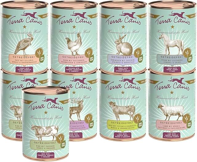 Terra Canis Get to know package L, grain-free wet dog food, 9 x 400 g, premium wet food for adult dogs of all breeds, with raw materials, 100% food grade product image