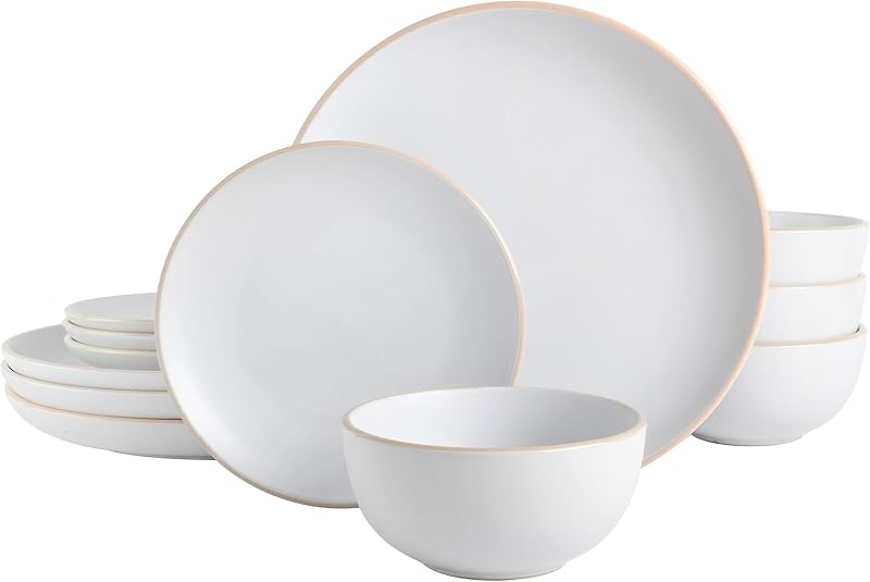 White Stoneware Dinnerware 12pc — $37