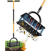 Lawn Aerator - 2-in-1 Manual Aerator with Automatic Dirt and Leaf Clean, Heavy-Duty Reinforced 15 Spikes & Ergonomic T-Handle for Lawn Maintenance, Garden Care, Yard Work