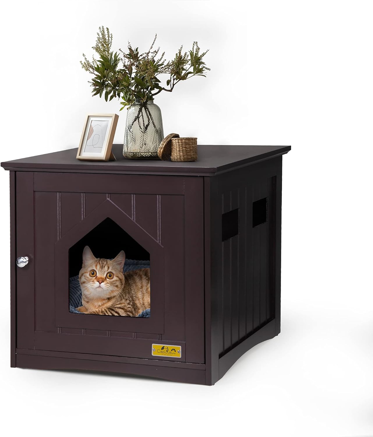 Enclosed Litter Box Enclosure Furniture Hidden Washroom Bench,Litter