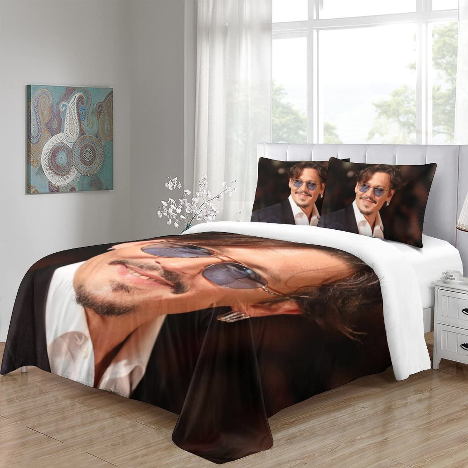Vvff 3D-Bettwäsche-Set Mit Johnny Depp Motiv – Einzel 135x200 Cm, Aus Mikrofaser