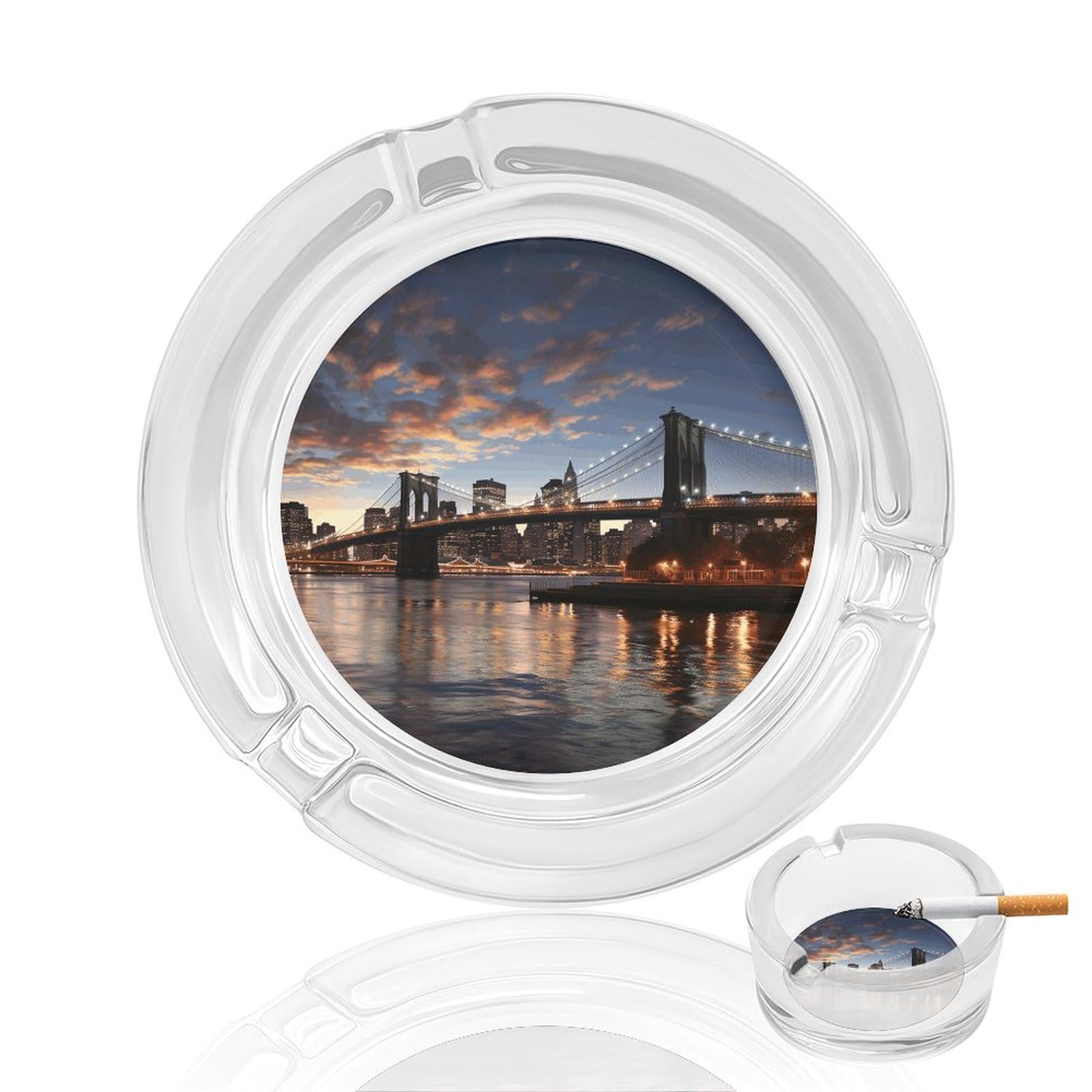 Cendrier en verre stable pour extérieur et bureau New York Bridge