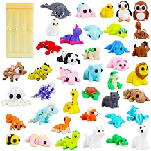 42 PCS Set of Mini 3D Printed Animals, 41 Articulated 3D Animal Figurines with Storage Box, Flexible Fidget Toys for Kids, Party Favors, Classroom Rewards, Goodie Bag Stuffers