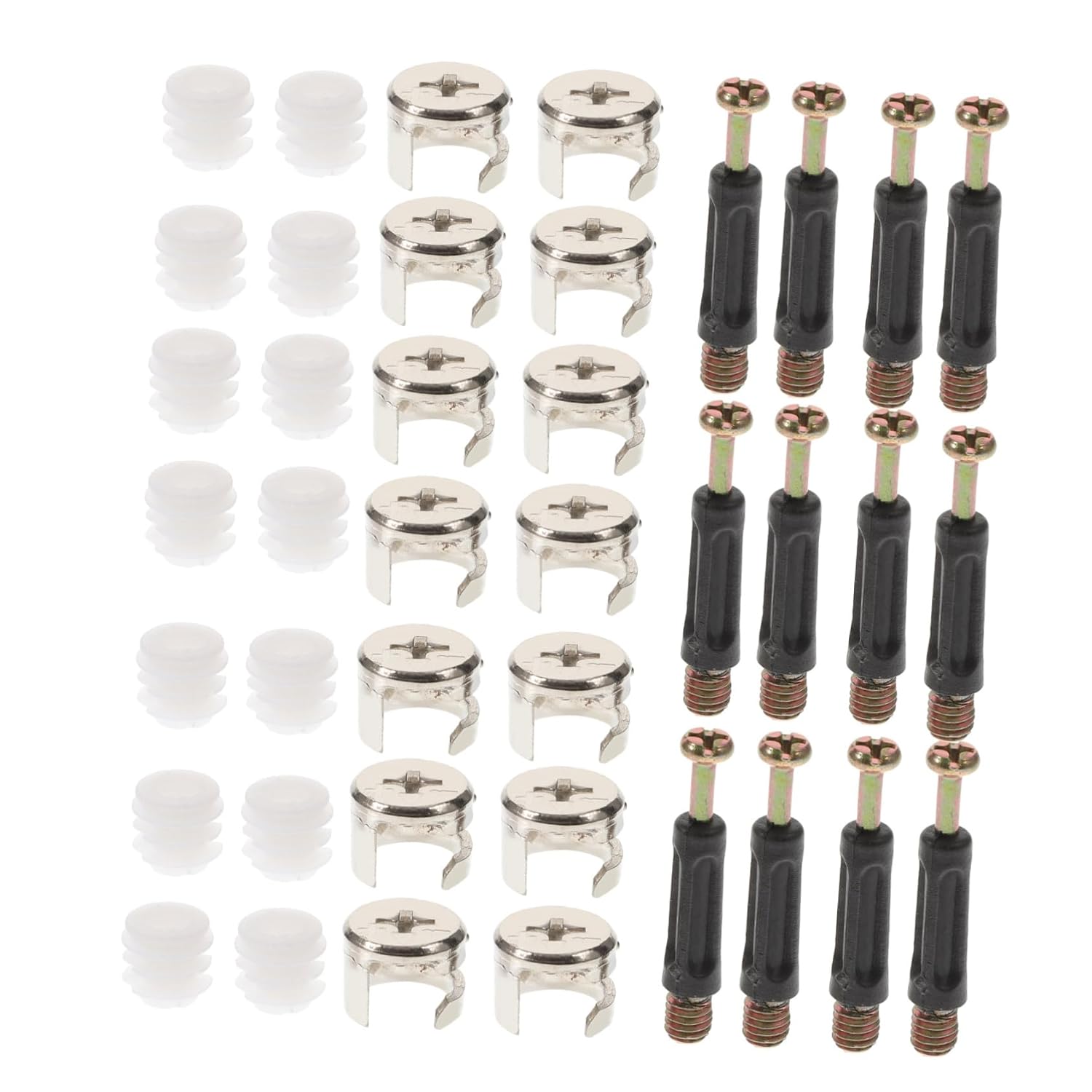 100sets Furniture Cam Fitting Dowels Pre-Inserted Nuts Connectors for Cabinets Wardrobes and Easy Installation and Construction