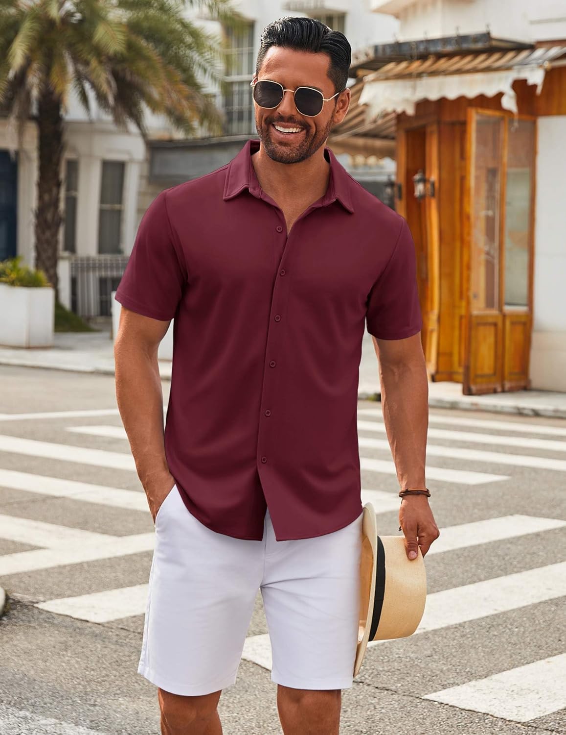 COOFANDY Men's Casual Button Down Short Sleeve Shirts Untucked Wrinkle Free Shirt Stretch Dress Shirts - Image 5