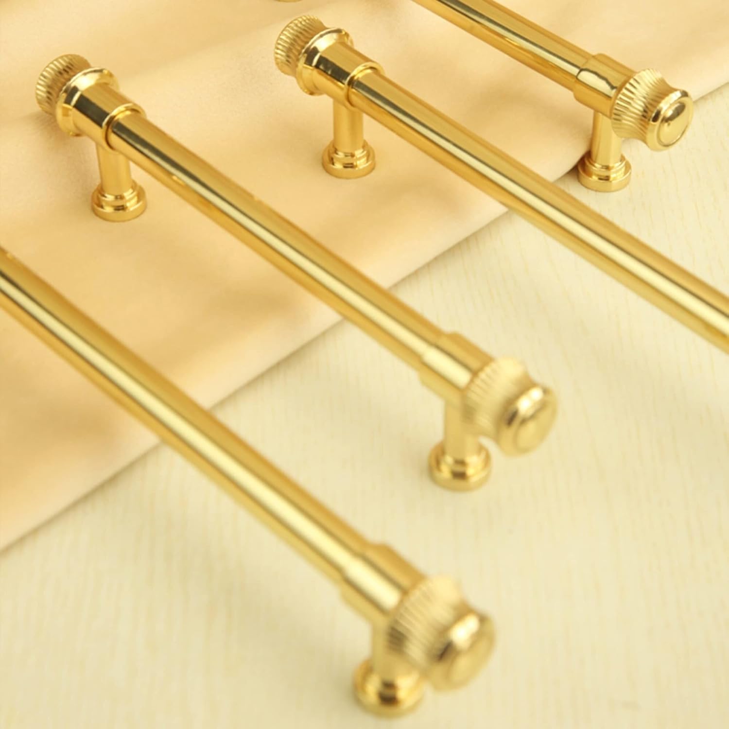 Cabinet Handles,6 Pack Brass Drawer Pulls,Light Luxury Bright Color Furniture Hardware Handles with Screws for Bedroom Kitchen Dresser Shoe Cabinet Wardrobe (Size : Hole Distance 224 mm)