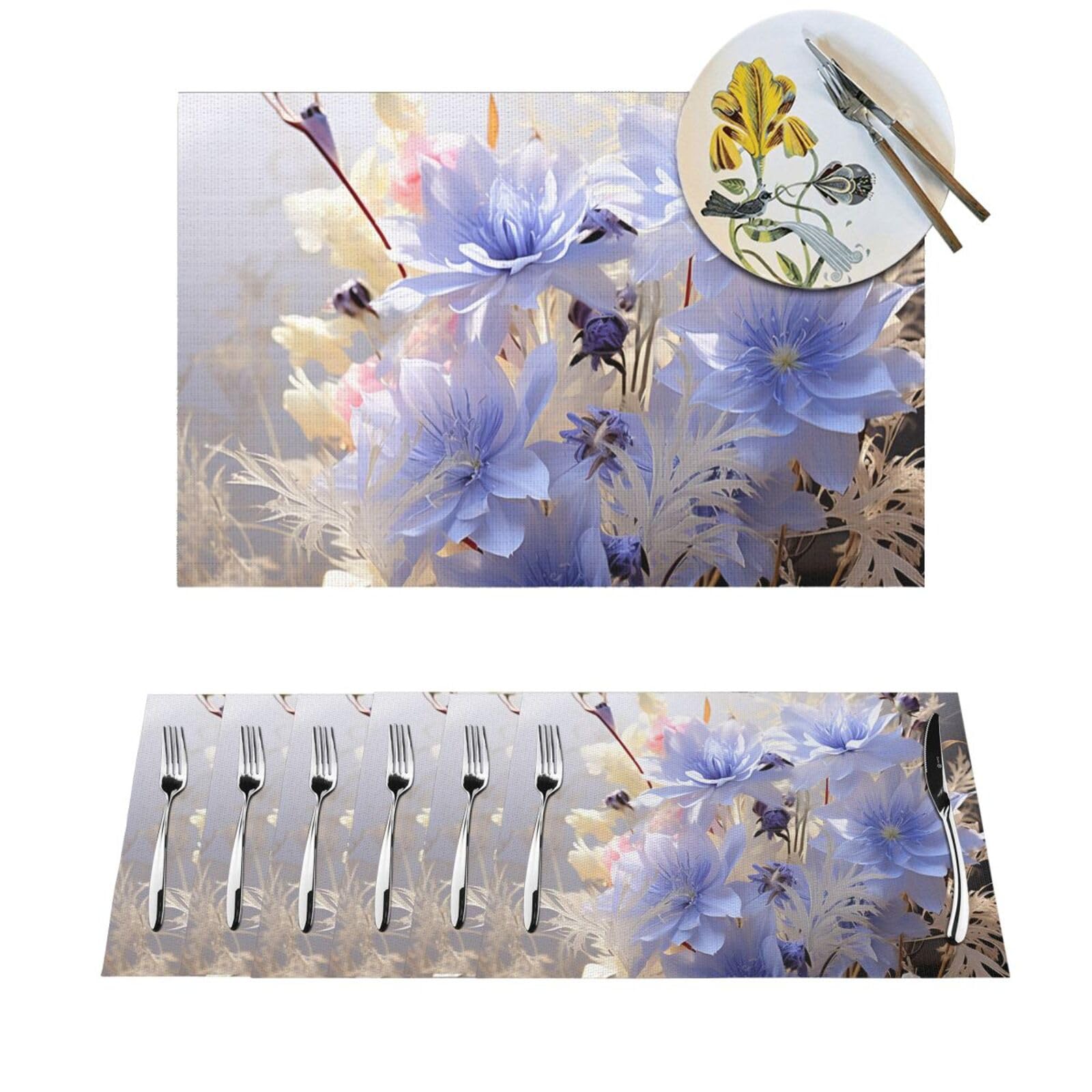 Set de table antidérapant PVC bleuets lavable cuisine maison