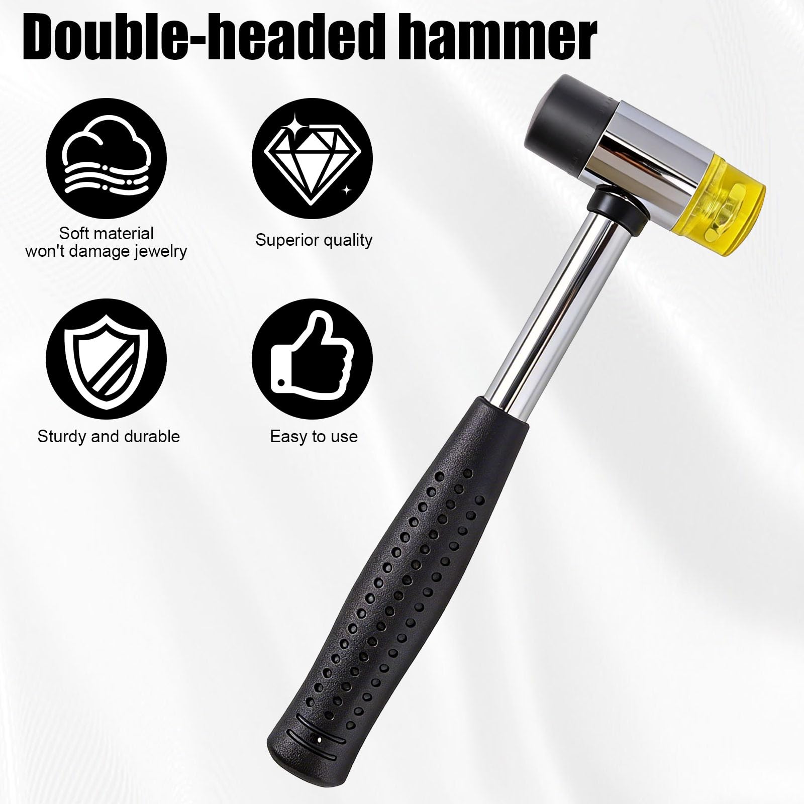 Juego de Herramientas para Calibrar Anillos y Pulseras, con Mandril de Acero Inoxidable con Mazo Goma Ajustar El Tamaño y Dar Forma a Las Joyas Kit Reparación para Hacer Joyas Tú Mismo