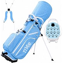 14 Way Golf Stand Bag for Men &amp; Women, Lightweight Silent Hybrid Golf Bag with Club Lock Top, Oversized Putter Well, 8 Pockets, USB Port &amp; Rain Cover, Black Blue