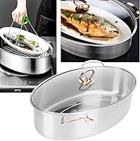 Vista 7 de Juego de ollas de vapor ovaladas de acero inoxidable 304, gran capacidad, olla de cocina casera con plato