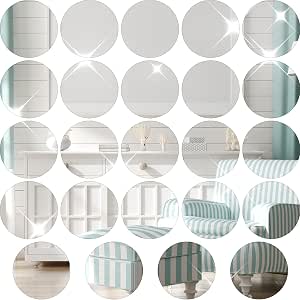 20 Pack 2 Inch Round Acrylic Mirror Stickers - Adhesive Small Crafts Mirrors For DIY
