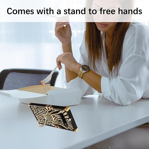 Miniatura 4 de Funda para Galaxy S10, Samsung S10 con soporte de anillo de soporte, retro, elegante, de lujo, brillante, estampado de leopardo, guepardo, dorado,