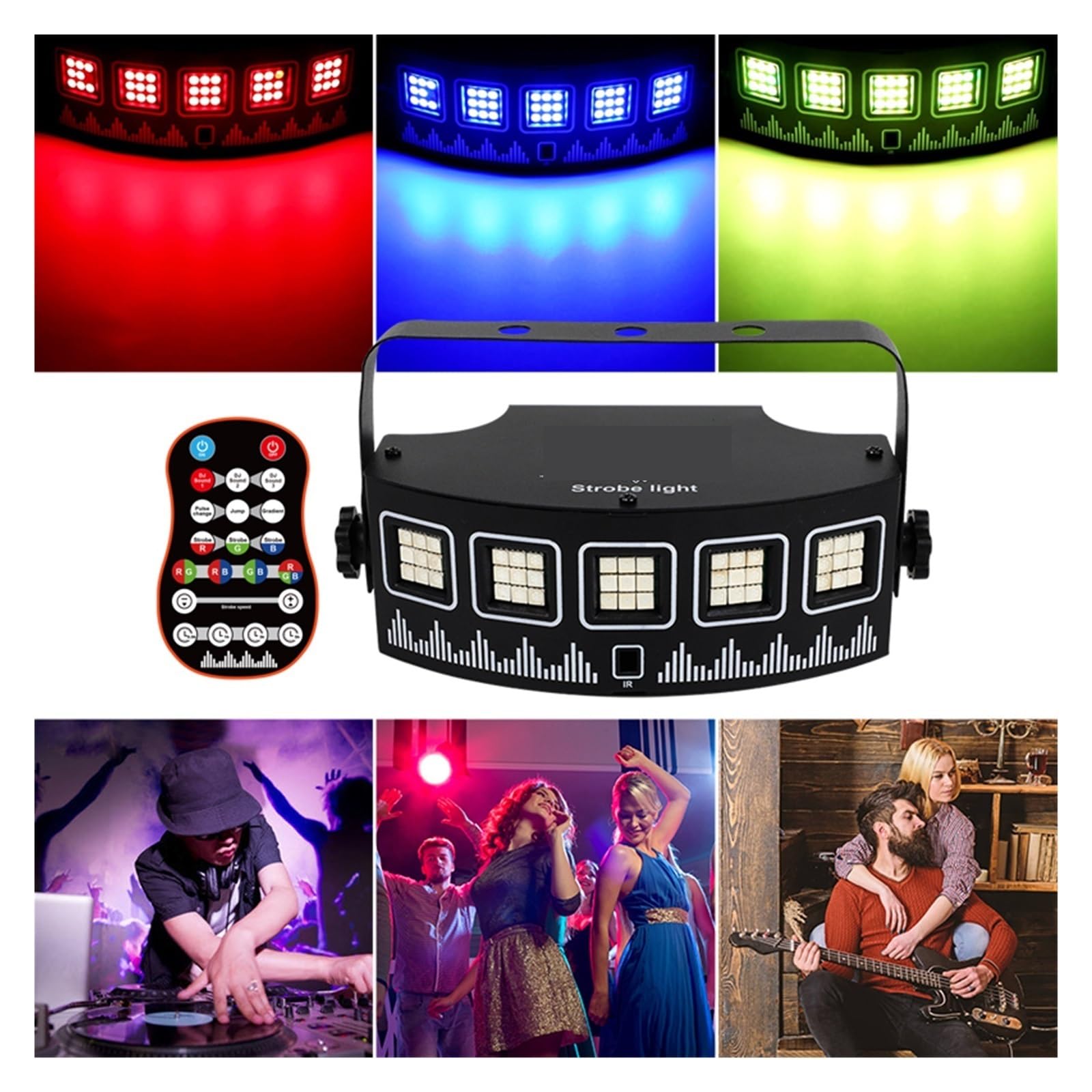 USB Disco DJ Luce stroboscopica con Remote Party Holiday Xmas Music Club Bar Dance Sound attivato Flash LED RGB Stage Lighting