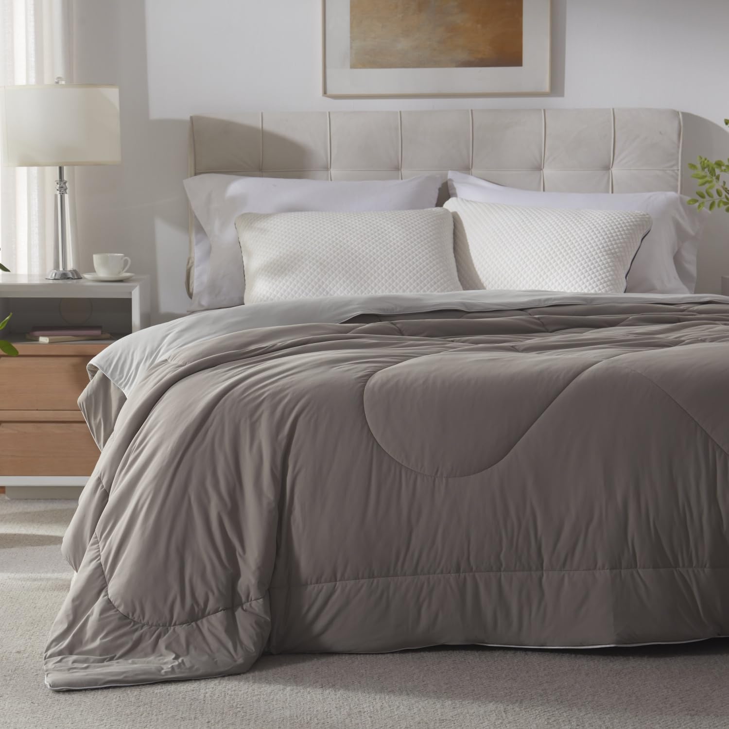 warmcloud Cooling Blanket Twin Size Cooling Blankets for Hot Sleepers Cooling Comforter Breathable Summer Thin Comforter Twin Size Bedding Cooling Duvet Light Gray and Dark Gray