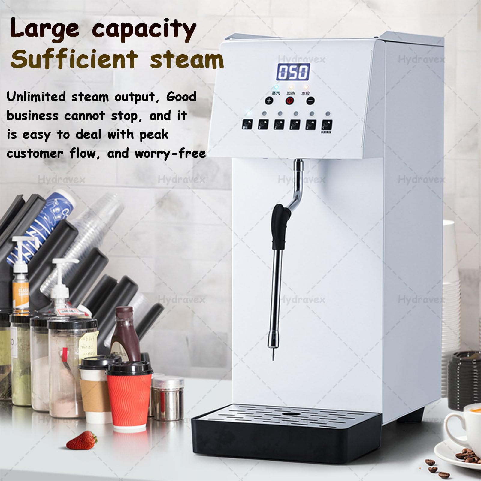 Montalatte, commerciale e vaporizzatore, macchina per schiuma di latte e caffè multiuso, elettrico, capacità 6 l, acciaio inossidabile, per caffè espresso, pasticceria, hotel
