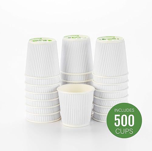 Vista 169 de Vasos de café de papel aislado de pared corrugada, 8 oz, Anaranjado