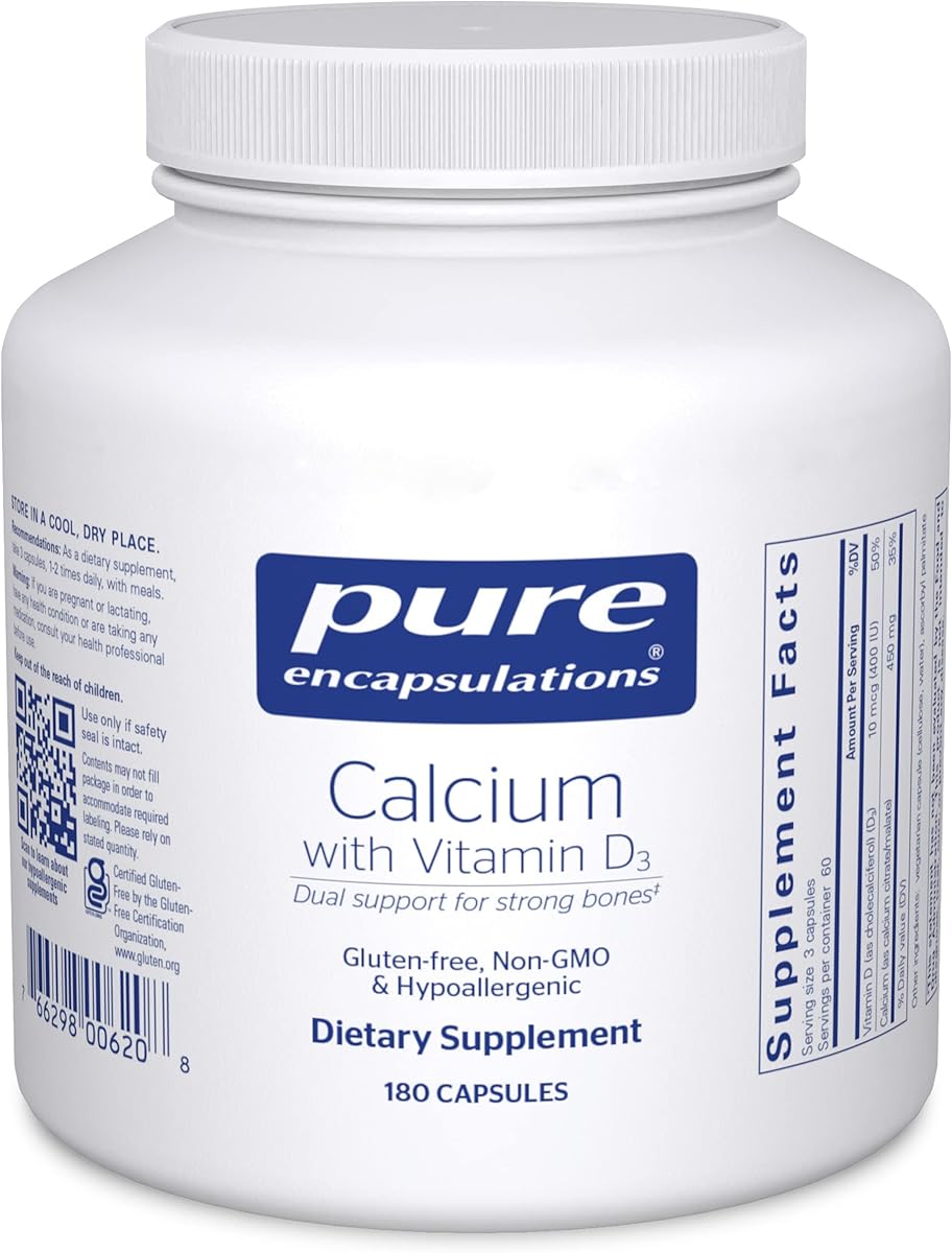 Pure Encapsulations Calcium with Vitamin D3 | Dietary Supplement to Support Bone, Colon, and Cardiovascular Health* | 180 Capsules