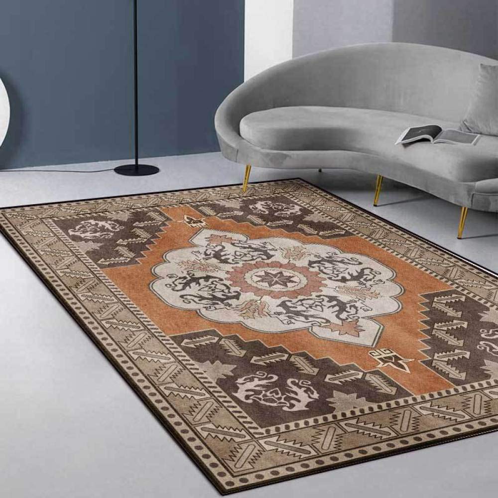 Dywanik bardzo duży prostokątny dywan żółto-brązowy geometryczny styl do salonu sypialni kuchni dywan 160 x 280 cm (63 cale x 110 cali)