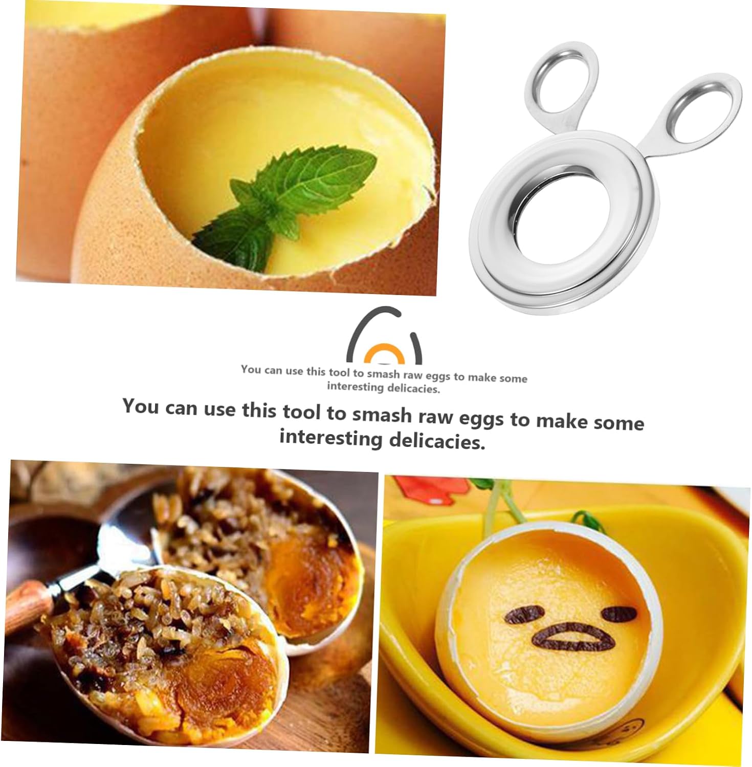 COLLBATH Stainless Steel Egg Cracker Tool Eggshell Separator Egg Opener Topper Heavy Duty Kitchen Gadgets Multiuse Tools