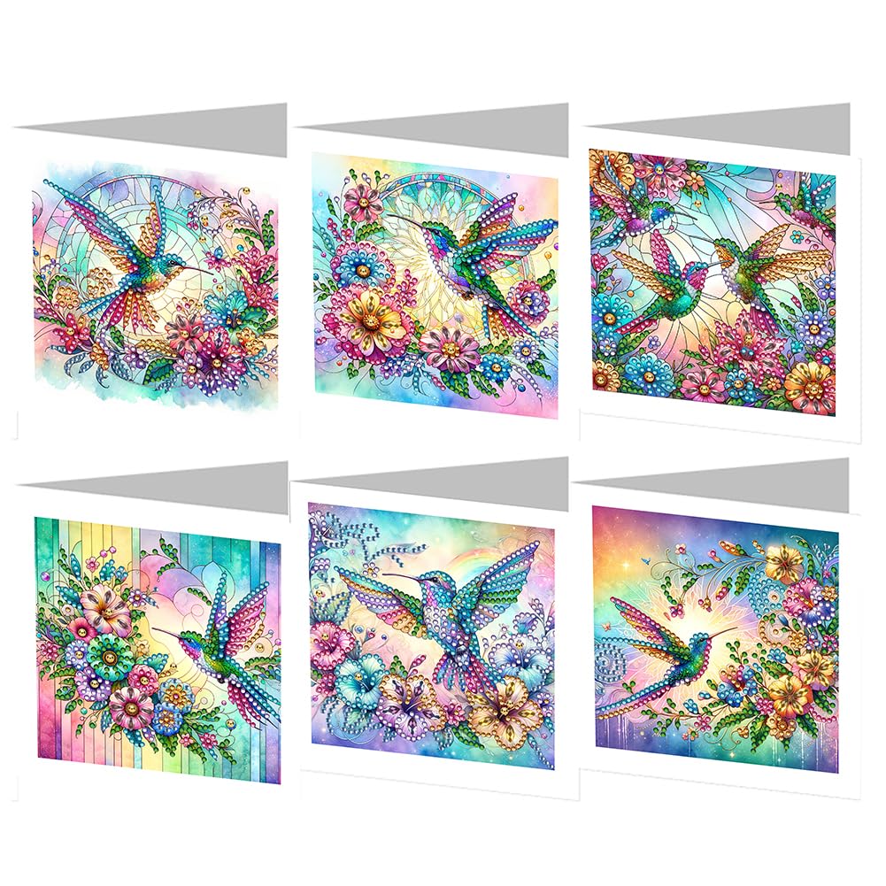 Generish DIY Diamond Painting Grußkarten Set Weihnachten – 6 Karten, 5D Strass, Für Kinder & Erwachsene